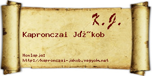 Kapronczai Jákob névjegykártya